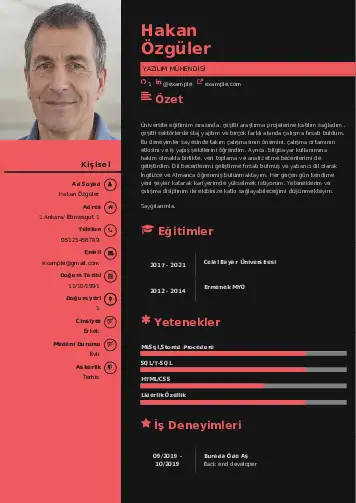 Yazılım Mühendisi Cv Örnekleri cv indir